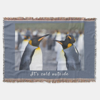 Het is koud buiten King Penguin foto met tekst Deken