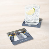 Het is koud buiten King Penguin foto met tekst Kartonnen Onderzetters (Insitu)