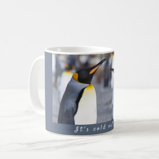 Het is koud buiten King Penguin foto met tekst Koffiemok (Voorkant links)