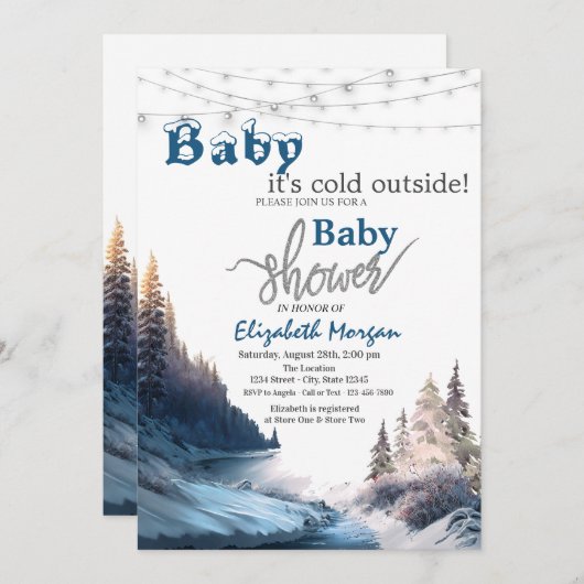 Het is koud buiten landschap, Natuur Baby shower Kaart (Voorkant / Achterkant)