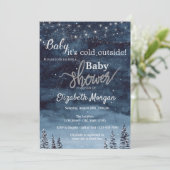 Het is koud buiten, Lights Winter Forest Baby show Kaart (Staand voorkant)