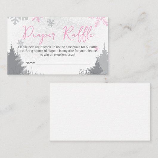 Het is koud buiten Luier Raffle Ticket Pink Informatiekaartje (Voorkant / Achterkant)