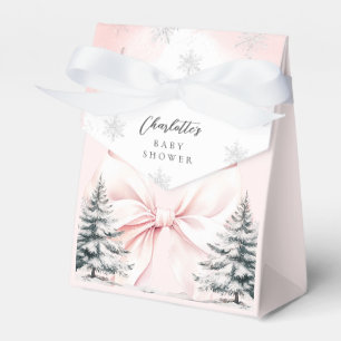 Het is koud buiten Pink Bow Baby shower Bedankdoosjes