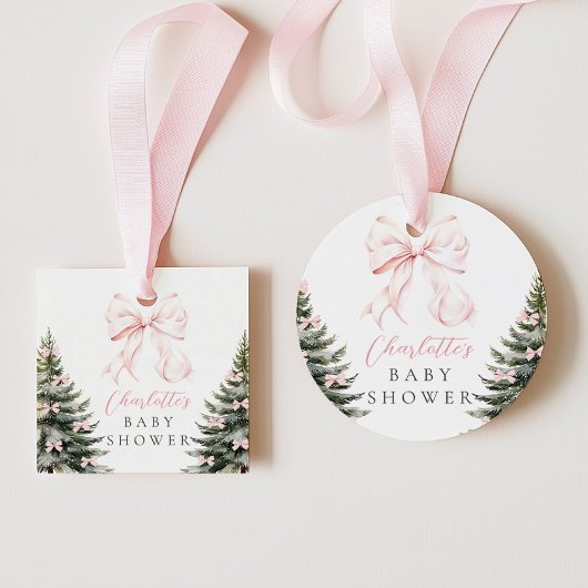 Het is koud buiten Pink Bow Baby shower Bedankjes Labels