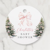 Het is koud buiten Pink Bow Baby shower Bedankjes Labels (Voorkant)