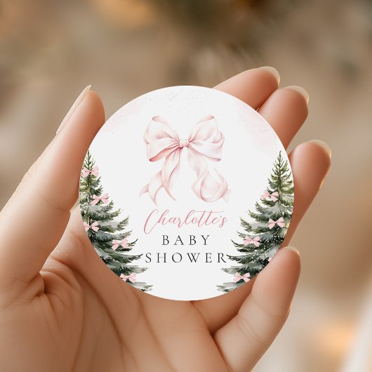 Het is koud buiten Pink Bow Baby shower Ronde Sticker