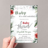 Het is koud buiten Poinsettia Branches Baby shower Acryl Uitnodigingen (Insitu (Draagbaar))
