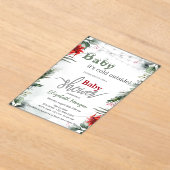Het is koud buiten Poinsettia Branches Baby shower Acryl Uitnodigingen (Laagn)