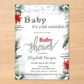 Het is koud buiten Poinsettia Branches Baby shower Acryl Uitnodigingen (Voorkant)