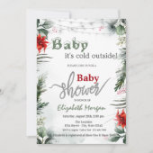 Het is koud buiten Poinsettia Branches Baby shower Kaart (Voorkant)