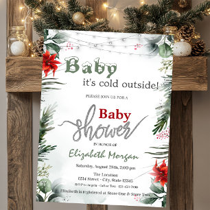 Het is koud buiten Poinsettia takken babyshower Kaart