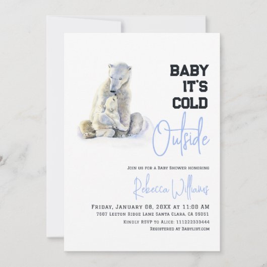 Het is koud buiten Polar Beer Winter Baby shower Kaart (Voorkant)
