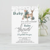 Het is koud buiten rendier babyshower kaart (Staand voorkant)