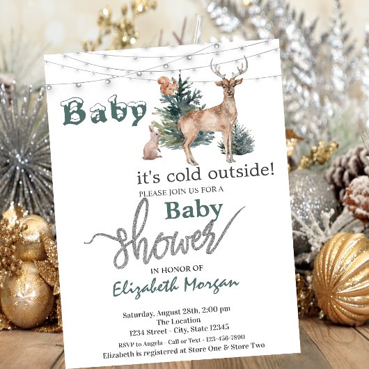 Het is koud buiten rendier babyshower kaart