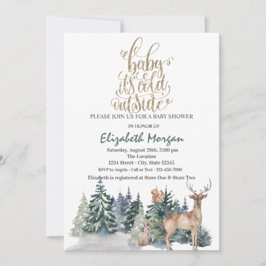 Het is koud Buiten rendiergroen Baby shower Kaart (Voorkant)