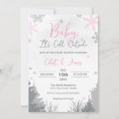 Het is koud buiten roze Baby shower uitnodiging (Voorkant)
