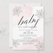 Het is koud buiten roze drive-by Baby shower Kaart (Voorkant)