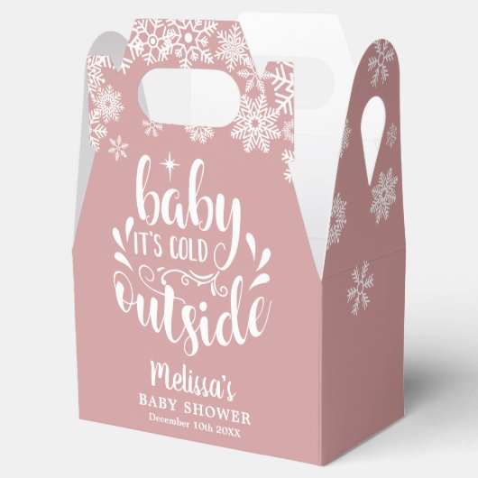Het is koud buiten Roze Meisje Winter Baby Shower Bedankdoosjes (Geopend)