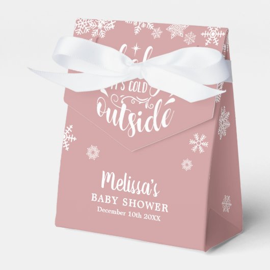 Het is koud buiten Roze Meisje Winter Baby Shower Bedankdoosjes (Voorkant Zijde)
