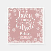 Het is koud buiten Roze Meisje Winter Baby Shower Servet (Voorkant)