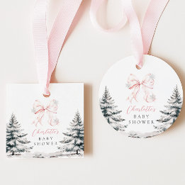 Het is koud buiten Roze strik baby shower Bedankjes Labels