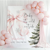 Het is koud buiten Roze strik baby shower Wandkleed