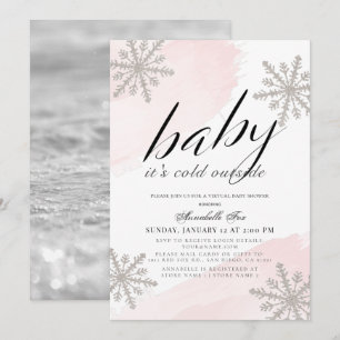 Het is koud buiten roze virtueel Baby shower Kaart