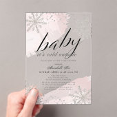 Het is Koud Buiten Roze Waterverf Baby shower Acryl Uitnodigingen (Insitu (Draagbaar))