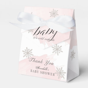 Het is Koud Buiten Roze Waterverf Baby shower Bedankdoosjes