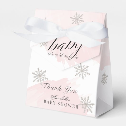 Het is Koud Buiten Roze Waterverf Baby shower Bedankdoosjes (Voorkant Zijde)