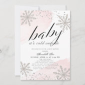 Het is Koud Buiten Roze Waterverf Baby shower Kaart (Voorkant)