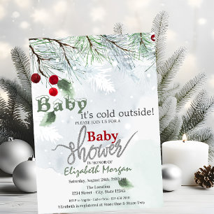 Het is koud buiten Sneeuwtakken Baby Shower Kaart
