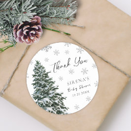 Het is koud buiten | Snow Winter Tree Baby shower Ronde Sticker