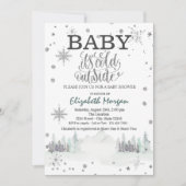 Het is koud buiten Snowflakes Forest Baby shower Kaart (Voorkant)