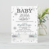 Het is koud buiten Snowflakes Forest Baby shower Kaart (Staand voorkant)