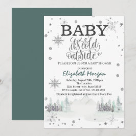Het is koud buiten Snowflakes Forest Baby shower Kaart