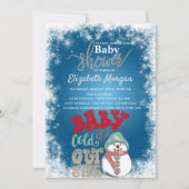 Het is koud buiten, Snowman Snowflakes Baby shower Kaart (Voorkant)