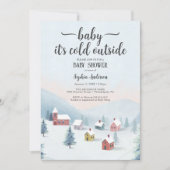 Het is koud buiten Village Winter Baby shower Kaart (Voorkant)