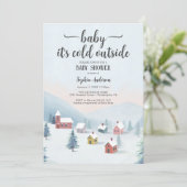 Het is koud buiten Village Winter Baby shower Kaart (Staand voorkant)