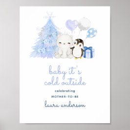 Het is koud buiten Waterverf Winter Baby shower Poster