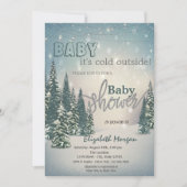 Het is koud buiten Winter dennenbomen babyshower Kaart (Voorkant)