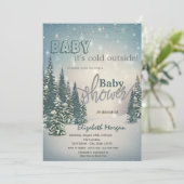Het is koud buiten Winter dennenbomen babyshower Kaart (Staand voorkant)