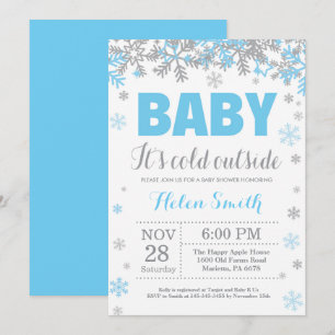 Het is koud buiten Winter Jongen Baby Borrel Kaart