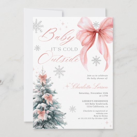 Het is koud buiten Winter Meisje Baby Shower Kaart (Voorkant)
