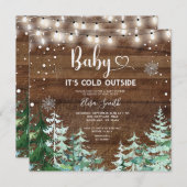 Het is koud buiten Winter Pine Forest Baby shower Kaart (Voorkant / Achterkant)
