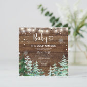 Het is koud buiten Winter Pine Forest Baby shower Kaart (Staand voorkant)