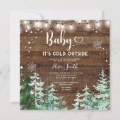Het is koud buiten Winter Pine Forest Baby shower Kaart (Voorkant)