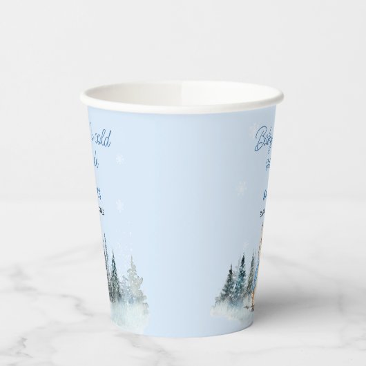 Het is koud buiten Winter Rabbit Baby shower Papieren Bekers (Links)