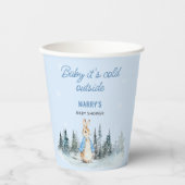 Het is koud buiten Winter Rabbit Baby shower Papieren Bekers (Voorkant)