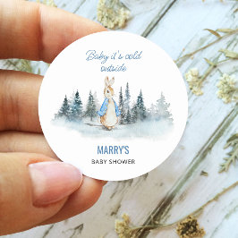 Het is koud buiten Winter Rabbit Baby shower Ronde Sticker